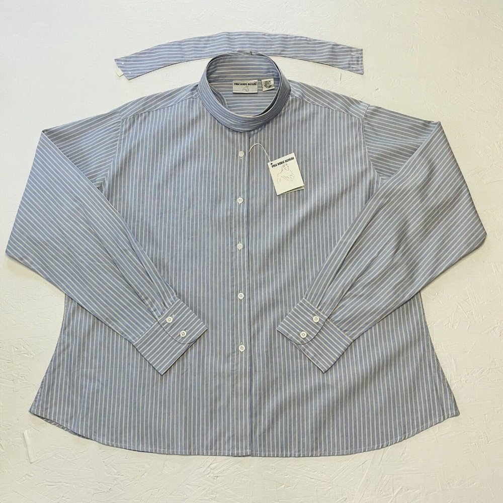 Pale Horse Designs Ladies Blue Yellow Striped Long Sleeve Riding Shirt Size 26